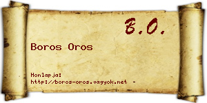 Boros Oros névjegykártya